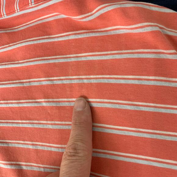 Peter Millar Mens Large Orange Blue White Striped Short Sleeve Polo Shirt Golf - Picture 8 of 8